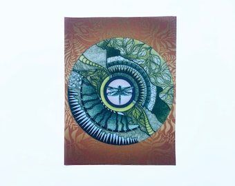 Fabric Patch: Dragonfly, recycled polyester, dye sublimation, Shroom With A View, iron on & sew on applique fabric panel, eco-friendly gift