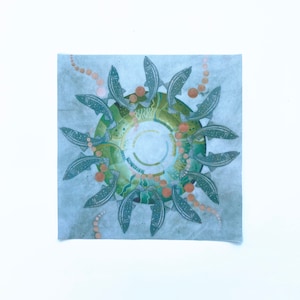 Fabric Patch: recycled polyester, dye sublimation, Salmon Ring, iron on & sew on applique fabric panel, eco-friendly gift