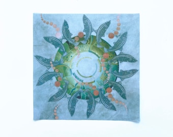 Fabric Patch: recycled polyester, dye sublimation, Salmon Ring, iron on & sew on applique fabric panel, eco-friendly gift