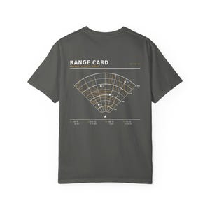 Range Card T-Shirt, Topographic Map Shooting Shirt, Long Range Hunting Back Print, Hunter Gift, Garment Dyed Heavyweight Tee image 16