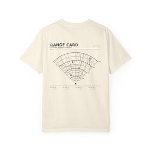 Range Card T-Shirt, Topographic Map Shooting Shirt, Long Range Hunting Back Print, Hunter Gift, Garment Dyed Heavyweight Tee image 4