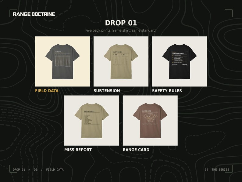 Dope Card T-Shirt, Long Range Shooting Shirt, Ballistic Data Back Print, Precision Rifle Gift, Garment Dyed Heavyweight Tee image 17