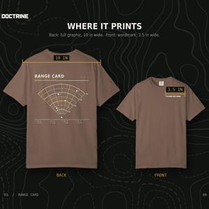 Range Card T-Shirt, Topographic Map Shooting Shirt, Long Range Hunting Back Print, Hunter Gift, Garment Dyed Heavyweight Tee image 11