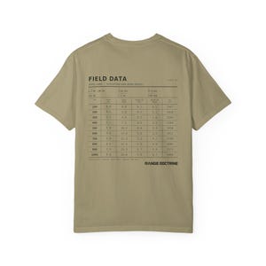 Dope Card T-Shirt, Long Range Shooting Shirt, Ballistic Data Back Print, Precision Rifle Gift, Garment Dyed Heavyweight Tee image 8