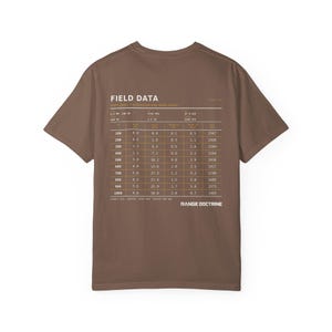 Dope Card T-Shirt, Long Range Shooting Shirt, Ballistic Data Back Print, Precision Rifle Gift, Garment Dyed Heavyweight Tee image 12