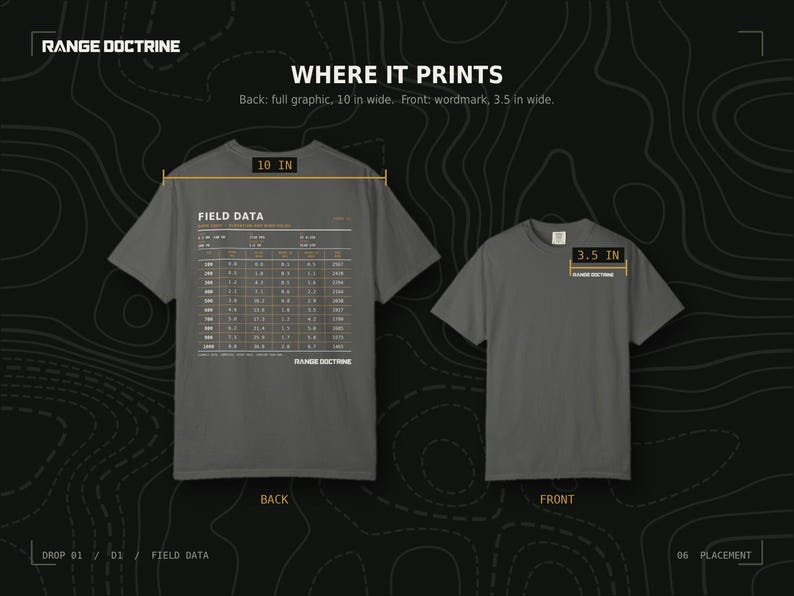 Dope Card T-Shirt, Long Range Shooting Shirt, Ballistic Data Back Print, Precision Rifle Gift, Garment Dyed Heavyweight Tee image 11