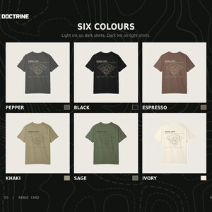 Range Card T-Shirt, Topographic Map Shooting Shirt, Long Range Hunting Back Print, Hunter Gift, Garment Dyed Heavyweight Tee image 7