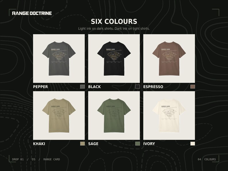 Range Card T-Shirt, Topographic Map Shooting Shirt, Long Range Hunting Back Print, Hunter Gift, Garment Dyed Heavyweight Tee image 7