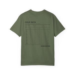 Dope Card T-Shirt, Long Range Shooting Shirt, Ballistic Data Back Print, Precision Rifle Gift, Garment Dyed Heavyweight Tee image 20