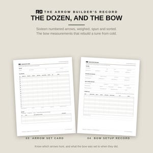 Printable Archery Log Book, Arrow Build and Bow Tuning Log Sheets PDF, FOC Worksheet, Sight Marks, Broadhead Tuning, Bowhunting Record image 9