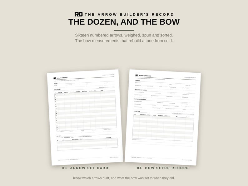 Printable Archery Log Book, Arrow Build and Bow Tuning Log Sheets PDF, FOC Worksheet, Sight Marks, Broadhead Tuning, Bowhunting Record image 9