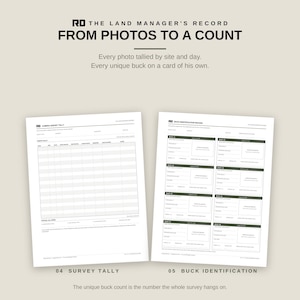 Deer Hunting Log Printable, Trail Camera Survey Sheets, Food Plot Record, Hunting Land Management Log Book PDF, Harvest and Observation Log image 4