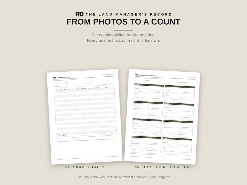 Deer Hunting Log Printable, Trail Camera Survey Sheets, Food Plot Record, Hunting Land Management Log Book PDF, Harvest and Observation Log image 4