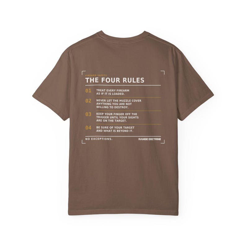 Camiseta con normas de seguridad para armas de fuego, camiseta para oficial de campo de tiro, estampado de seguridad en la espalda, regalo para instructor de tiro, camiseta de tejido grueso teñida en prenda. imagen 12
