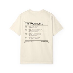 Camiseta con normas de seguridad para armas de fuego, camiseta para oficial de campo de tiro, estampado de seguridad en la espalda, regalo para instructor de tiro, camiseta de tejido grueso teñida en prenda. imagen 4