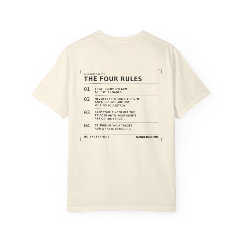 Camiseta con normas de seguridad para armas de fuego, camiseta para oficial de campo de tiro, estampado de seguridad en la espalda, regalo para instructor de tiro, camiseta de tejido grueso teñida en prenda. imagen 4