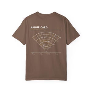 Range Card T-Shirt, Topographic Map Shooting Shirt, Long Range Hunting Back Print, Hunter Gift, Garment Dyed Heavyweight Tee image 12