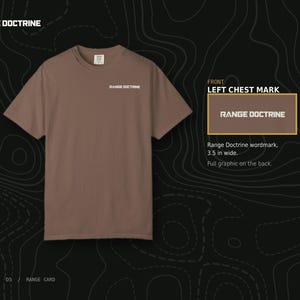 Range Card T-Shirt, Topographic Map Shooting Shirt, Long Range Hunting Back Print, Hunter Gift, Garment Dyed Heavyweight Tee image 5