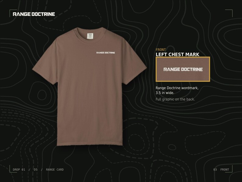 Range Card T-Shirt, Topographic Map Shooting Shirt, Long Range Hunting Back Print, Hunter Gift, Garment Dyed Heavyweight Tee image 5