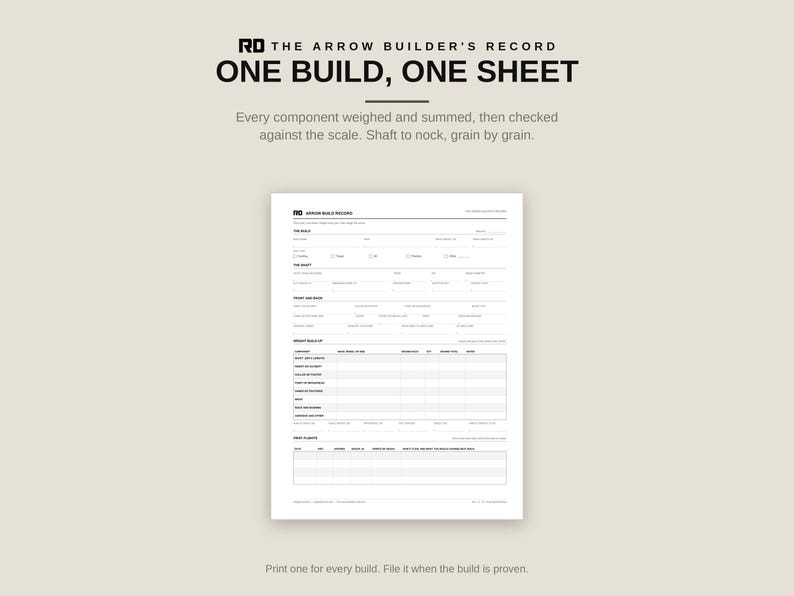Printable Archery Log Book, Arrow Build and Bow Tuning Log Sheets PDF, FOC Worksheet, Sight Marks, Broadhead Tuning, Bowhunting Record image 2