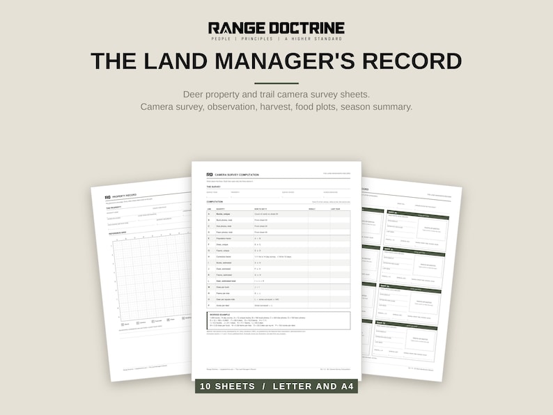 Deer Hunting Log Printable, Trail Camera Survey Sheets, Food Plot Record, Hunting Land Management Log Book PDF, Harvest and Observation Log image 1