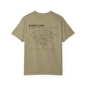 Range Card T-Shirt, Topographic Map Shooting Shirt, Long Range Hunting Back Print, Hunter Gift, Garment Dyed Heavyweight Tee image 8