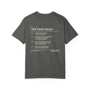 Camiseta con normas de seguridad para armas de fuego, camiseta para oficial de campo de tiro, estampado de seguridad en la espalda, regalo para instructor de tiro, camiseta de tejido grueso teñida en prenda. imagen 16