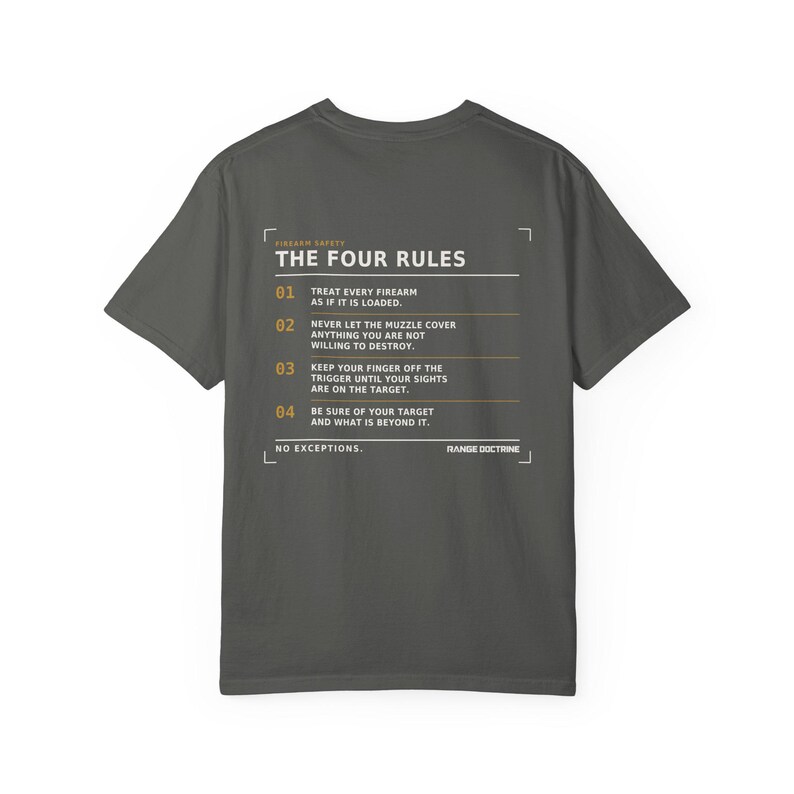 Camiseta con normas de seguridad para armas de fuego, camiseta para oficial de campo de tiro, estampado de seguridad en la espalda, regalo para instructor de tiro, camiseta de tejido grueso teñida en prenda. imagen 16