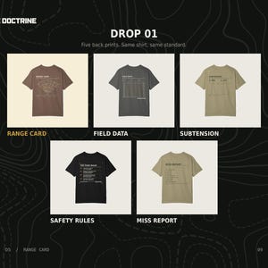 Range Card T-Shirt, Topographic Map Shooting Shirt, Long Range Hunting Back Print, Hunter Gift, Garment Dyed Heavyweight Tee image 17