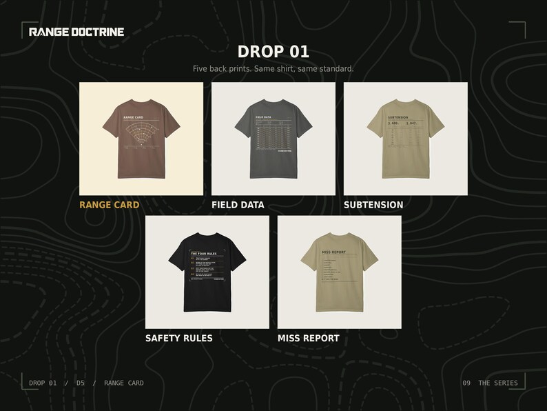 Range Card T-Shirt, Topographic Map Shooting Shirt, Long Range Hunting Back Print, Hunter Gift, Garment Dyed Heavyweight Tee image 17