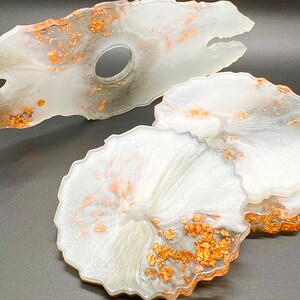 Geode-vormige 4-delige achtbaan set met wijnhouder, drank hars coasters, coaster sets, Wedding Place Card, Housewarming Gift