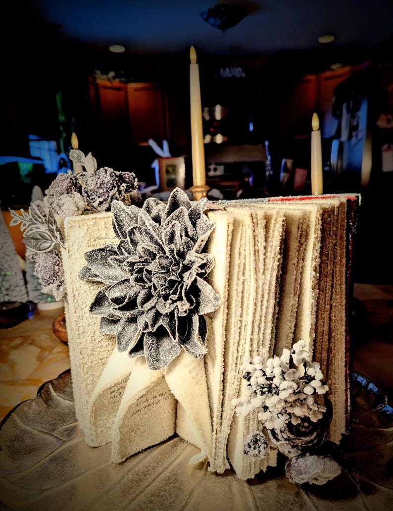 Crystalized "Twilight New Moon" book with Crystalized black flowers image 3
