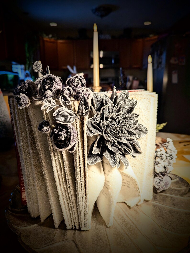 Crystalized "Twilight New Moon" book with Crystalized black flowers image 2