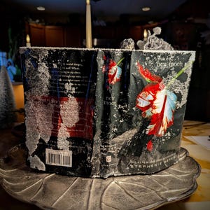 Crystalized "Twilight New Moon" book with Crystalized black flowers image 5