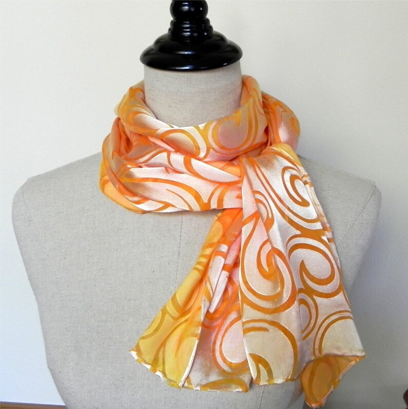 Golden yellow and orange silk scarf hand dyed ready to ship image 0