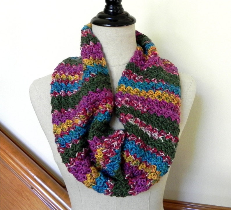 Fiesta infinity scarf multi-color crocheted cowl scarf 481 image 0