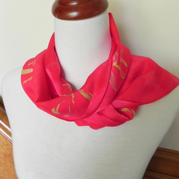 Hand Dyed Silk Scarf in Samba Red and Golden Yellow, Ready to Ship