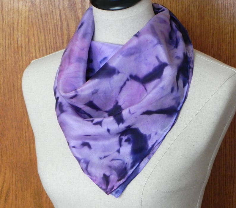 Hand dyed square silk scarf in shades of ultra violet ready image 0