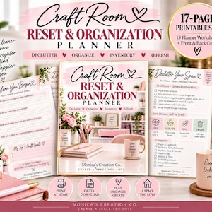 Agenda stampabile per l'organizzazione della stanza dei lavori creativi / Inventario dei materiali, lista di controllo per riordinare e pulire, programma settimanale