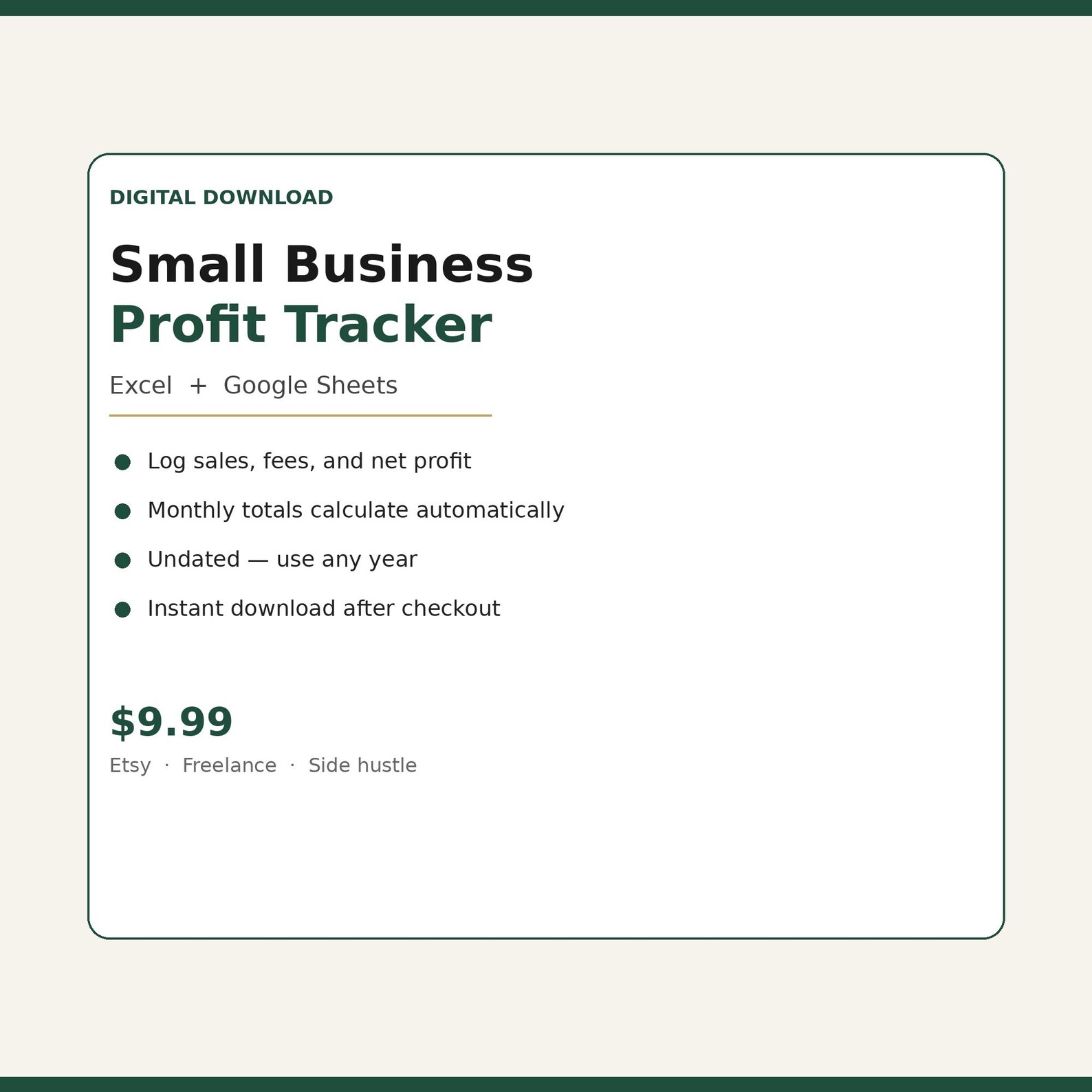 Small Business Profit Tracker Spreadsheet Google Sheets Excel Etsy ...