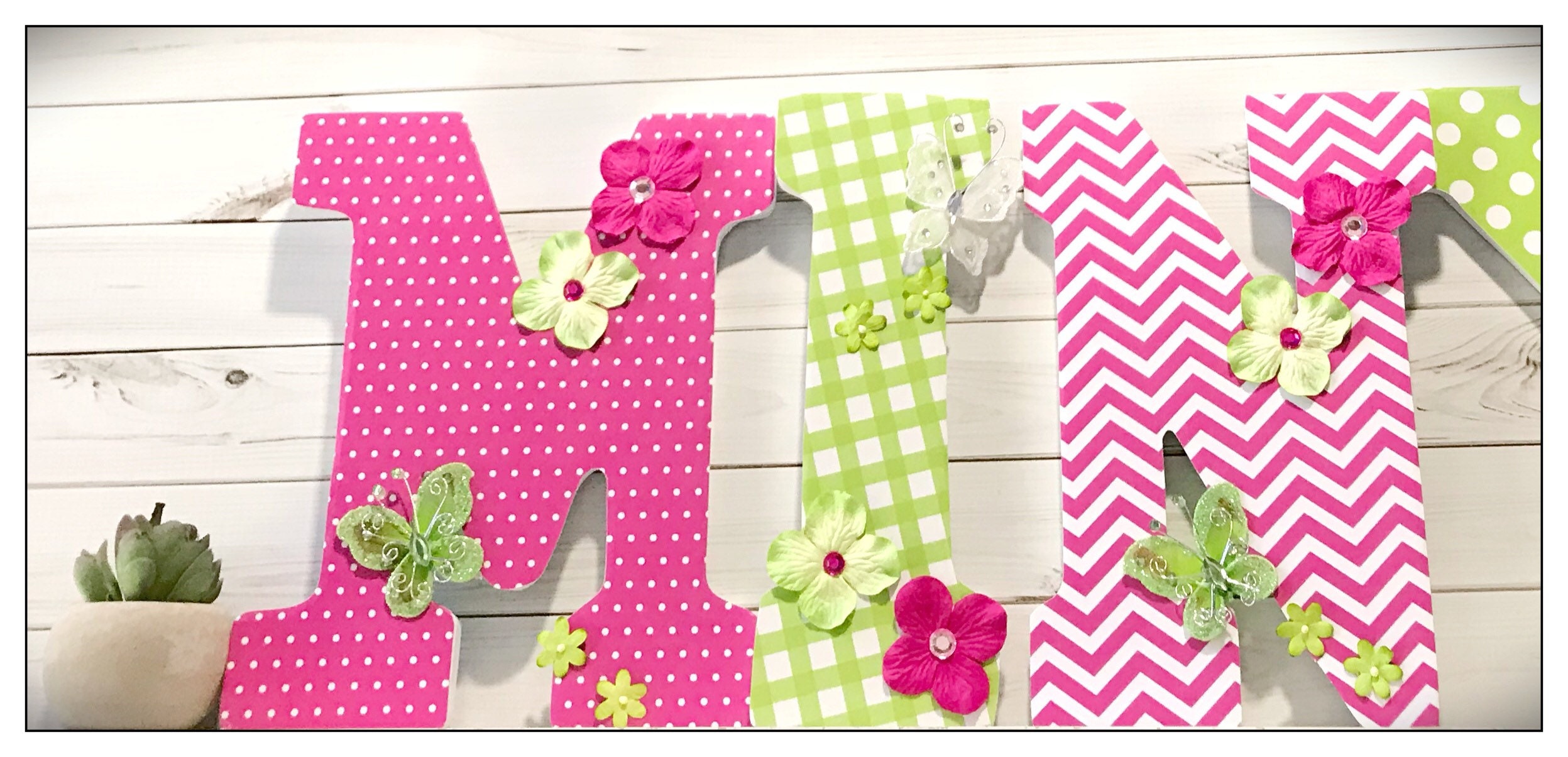 Butterfly Nursery. Raspberry Swirl. Pink and Green. Wood Etsy