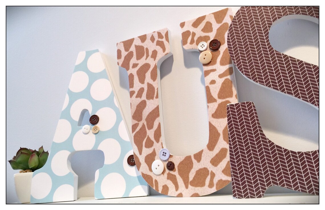 Giraffe Nursery. Blue and Brown. Baby Blue. Wood Letters. Boys Etsy