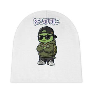 Hip-Hop-Schildkröten-Babymütze | Strickmütze im Streetstyle-Stil mit Grafikmuster