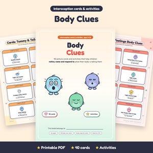 Interoception Cards for Kids, Body Signals Activities, OT Sensory Resources, Autism Body Awareness, Calm Down Body Clues, Printable