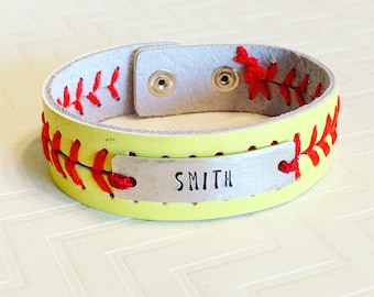 Softball Bracelet Hand Stamped Bracelet Personalized Bracelet