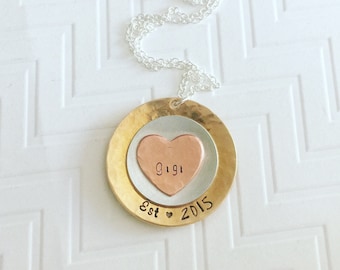 Gigi Necklace - Grandma Necklace - Name Necklace - Hand Stamped Necklace - Personalized Necklace - Gift For Grandma - Mothers Day Gift