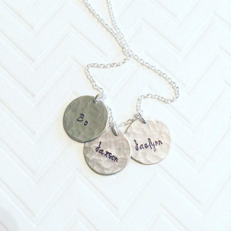 Mother Necklace Silver Circle Necklace Name Necklace Couple Necklace Gift For Her Personalized Necklace Small Disc Necklace