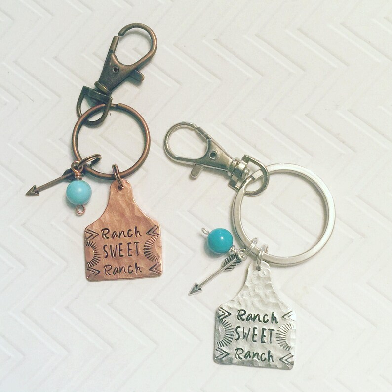 Ranch Sweet Ranch Keychain Cow Tag Keychain Gift for Her Etsy