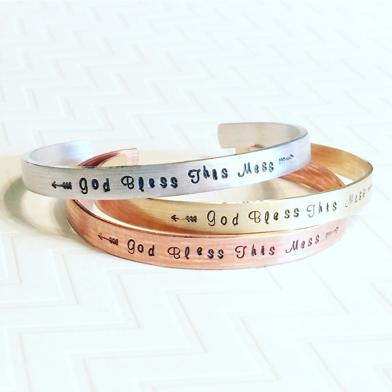 God Finally popular brand Bless This Mess Bracelet Stamped For - Fixed price for sale Gift Hand