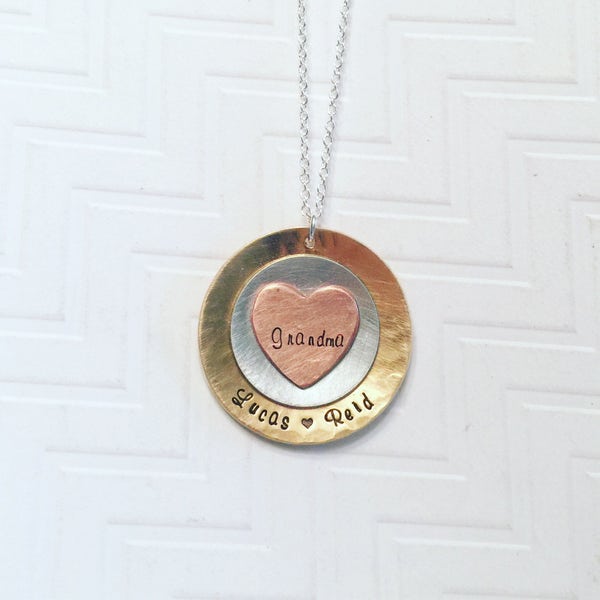 Grandma Necklace - Grammy Necklace - Name Necklace - Hand Stamped Necklace - Personalized Necklace - Gift For Grandma - Mothers Day Gift
